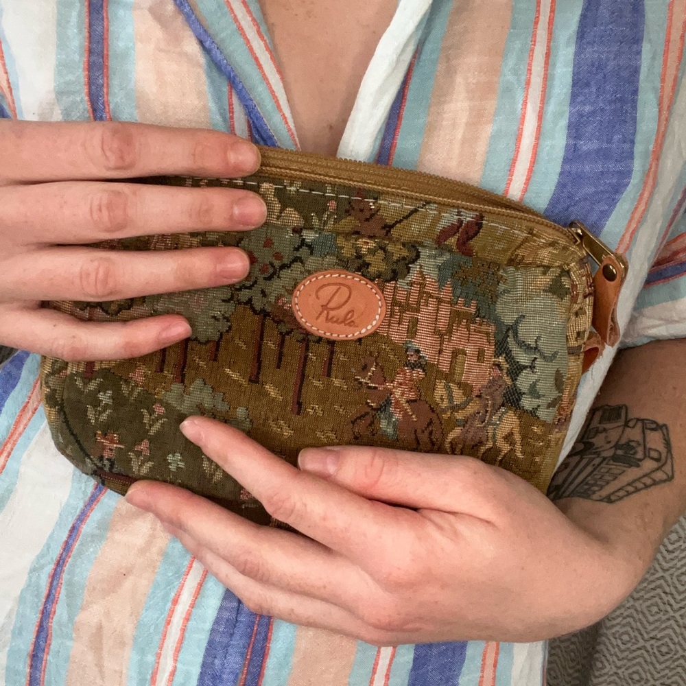 Rula clutch/ handbag with leather accents